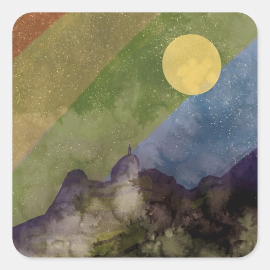 Regenbogenwelt Quadratischer Aufkleber (Vorderseite)