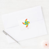 Regenbogenwindrad Quadratischer Aufkleber (Umschlag)