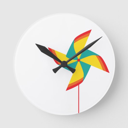 Regenbogenwindrad Runde Wanduhr (Vorderseite)