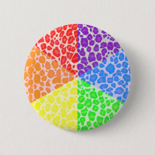 Regenbogenwinkel-Leopardenmuster Button (Vorderseite)