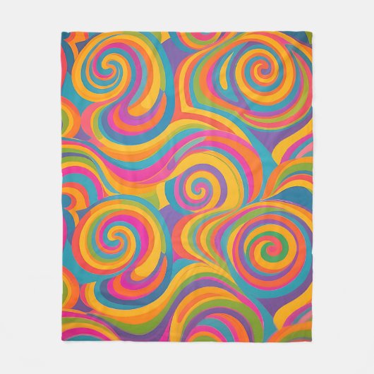 Regenbogenwirbel Abstrakte Lebendige Energie Fleecedecke (Vorderseite)