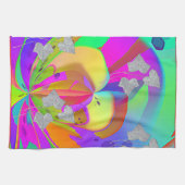 Regenbogenwirbel mit Blättern Geschirrtuch (Horizontal)