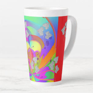 Regenbogenwirbel mit Blättern Milchtasse