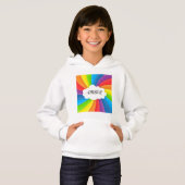 Regenbogenwolke personalisierte Mädchenjunge. Hoodie (Vorne ganz)