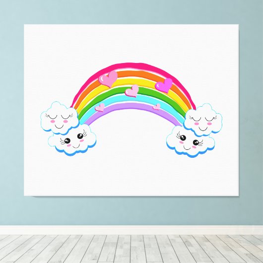 Regenbogenwolken Canvas Print Leinwanddruck (Insitu (Holzboden))