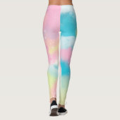 Regenbogenwolken Glitzer funkelnde Sterne Leggings (Rückseite)