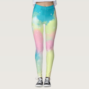 Regenbogenwolken Glitzer funkelnde Sterne Leggings