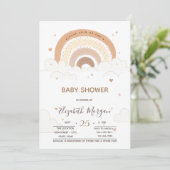 Regenbogenwolken Herz-Baby-Dusche Einladung (Stehend Vorderseite)