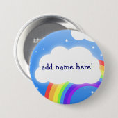 Regenbogenwolken-individueller Name - Button (Vorne & Hinten)