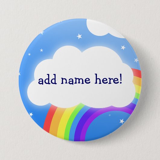 Regenbogenwolken-individueller Name - Button (Vorderseite)