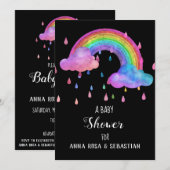 *~* Regenbogenwolken Kinderdusche Einladung (Vorne/Hinten)