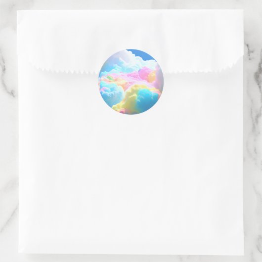 Regenbogenwolken Runder Aufkleber (Tasche)
