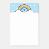 Regenbogenwolken & Sterne Monogramm Post-it Klebezettel (Vorderseite)