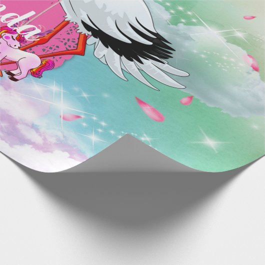 Regenbogenwolken & Stork Geschenkpapier (Ecke)