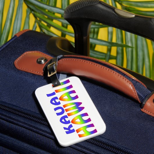 Regenbogenwörter Kauais Hawaii Gepäckanhänger (Vorderseite Insitu 1)