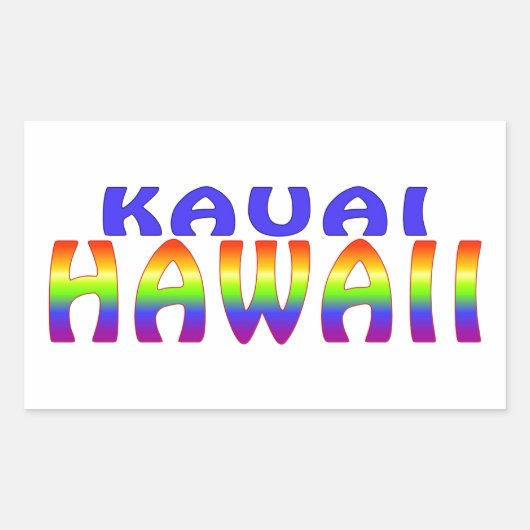 Regenbogenwörter Kauais Hawaii Rechteckiger Aufkleber (Vorderseite)