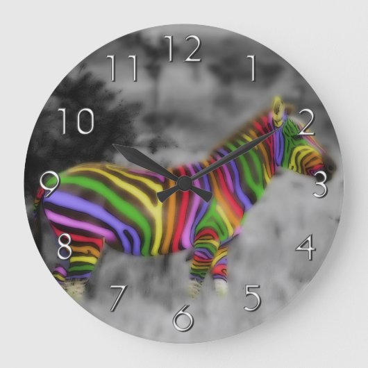 RegenbogenZebra Große Wanduhr (Vorderseite)