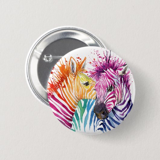 Regenbogenzebra-Knopf Button (Vorne & Hinten)