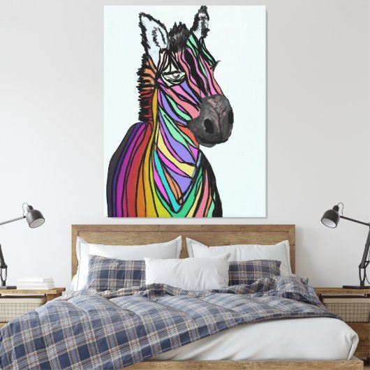 Regenbogenzebra Leinwanddruck (Insitu (Schlafzimmer))