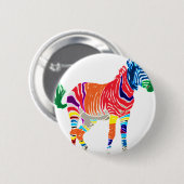 Regenbogenzebra-Tier-mit Monogramm Muster-Party Button (Vorne & Hinten)