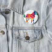 Regenbogenzebra-Tier-mit Monogramm Muster-Party Button (Beispiel)
