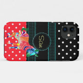 Regenbogenzebra-Tier-mit Monogramm Muster-Party Case-Mate iPhone Hülle (Rückseite (Horizontal))