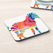 Regenbogenzebra-Tier-mit Monogramm Muster-Party Getränkeuntersetzer (Linke Seite)