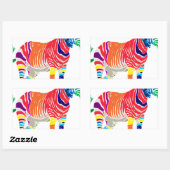 Regenbogenzebra-Tier-mit Monogramm Muster-Party Rechteckiger Aufkleber (Blatt)