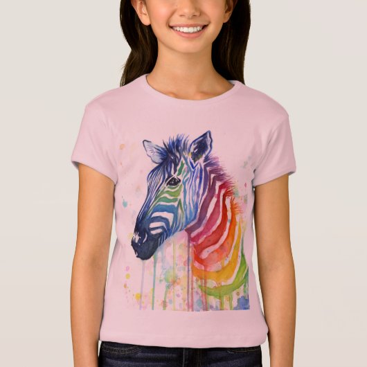 RegenbogenZebraWatercolor scherzt Shirt (Vorderseite)