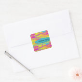 Regenbogenzigzack Quadratischer Aufkleber (Umschlag)