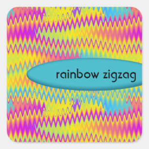 Regenbogenzigzack Quadratischer Aufkleber