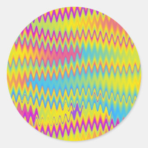 Regenbogenzigzack Runder Aufkleber