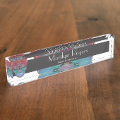 Regenbogenzuckerschädel mit Baum des Lebens und Namensplakette (Seite)