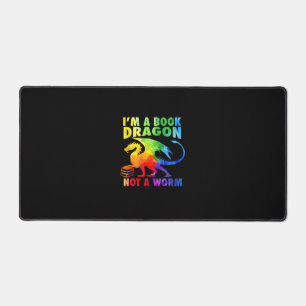 Regenbows Ich bin ein Buchdrachen, kein Wurm-LGBT- Schreibtischunterlage