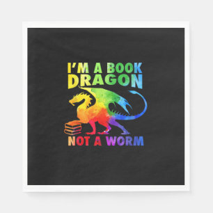 Regenbows Ich bin ein Buchdrachen, kein Wurm-LGBT- Serviette