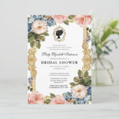 Regency-Ära Blumen-Braut-Party Einladung (Stehend Vorderseite)