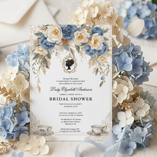 Regency-Ära Blumen-Braut-Party Einladung