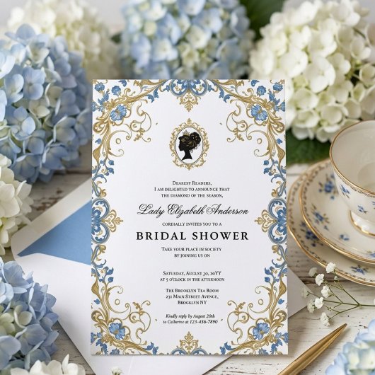 Regency-Ära Blumen-Braut-Party Einladung