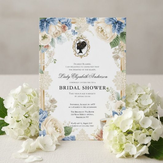 Regency-Ära Blumen-Braut-Party Einladung