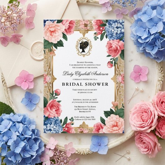 Regency-Ära Blumen-Braut-Party Einladung