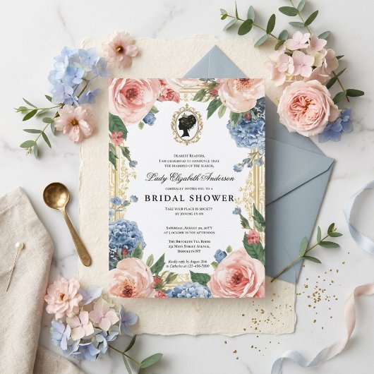 Regency-Ära Blumen-Braut-Party Einladung