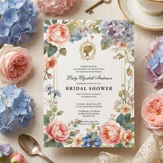 Regency-Ära Blumen-Braut-Party Einladung