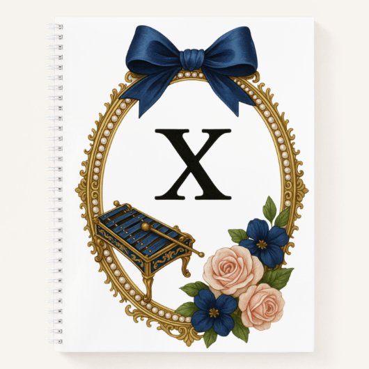 Regency Art Letter X Luxury Monogram Journal Notizblock (Vorderseite)