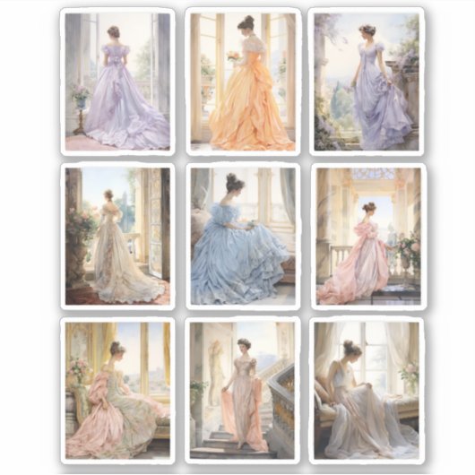 Regency Ballgown Vinyl Aufkleber (Vorderseite)