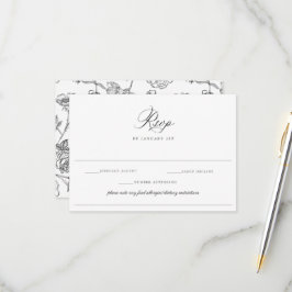 Regency Black Allergy Diet Restriction Wedding RSVP Karte