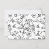 Regency Black Floral Meal Wedding RSVP Karte (Rückseite)