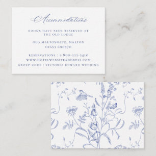 Regency Blau Florale Hochzeitsunterkünfte Begleitkarte