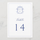 Regency Blau Monogramm-Wappen Hochzeitstisch-Numme Programm (Rückseite)