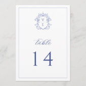 Regency Blau Monogramm-Wappen Hochzeitstisch-Numme Programm (Vorderseite)