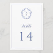 Regency Blau Monogramm-Wappen Hochzeitstisch-Numme Programm (Rückseite)
